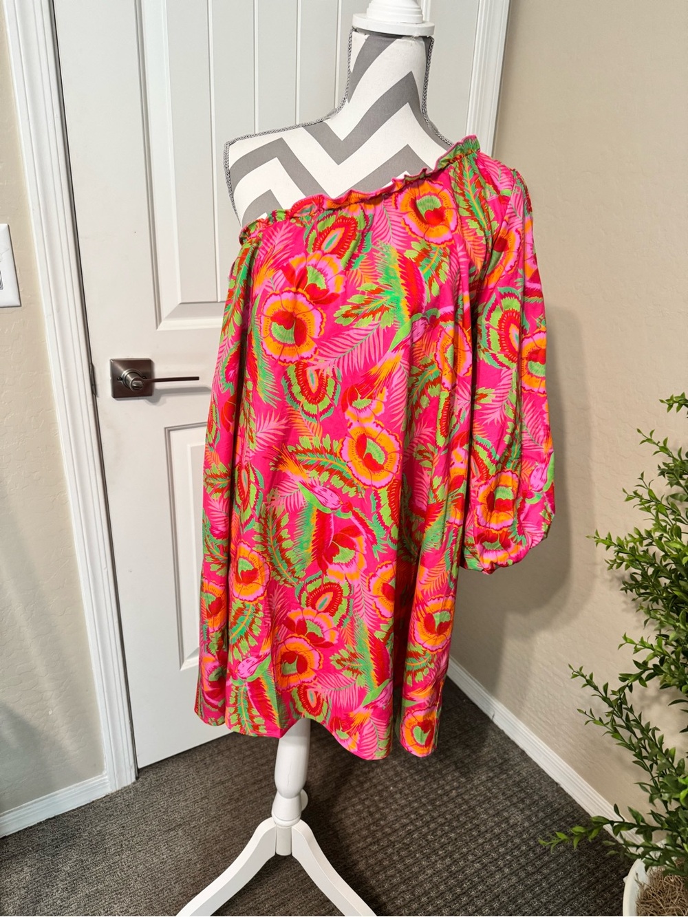 Show Me Your MuMu Bright Pink One-Shoulder Floral Dress